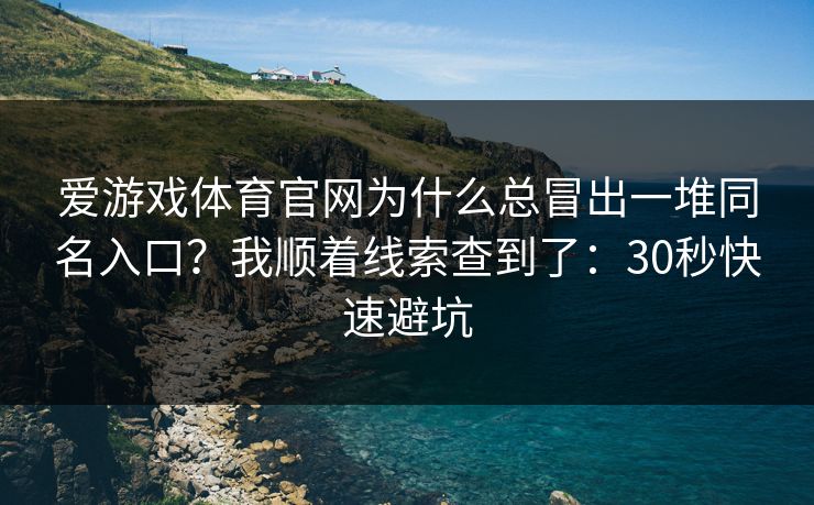 爱游戏体育官网为什么总冒出一堆同名入口？我顺着线索查到了：30秒快速避坑