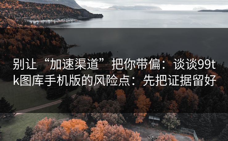 别让“加速渠道”把你带偏:谈谈99tk图库手机版的风险点:先把证据留好