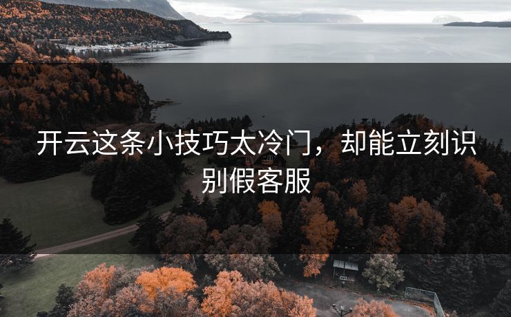开云这条小技巧太冷门,却能立刻识别假客服