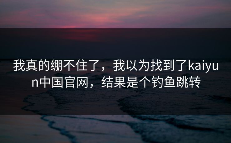 我真的绷不住了,我以为找到了kaiyun中国官网,结果是个钓鱼跳转