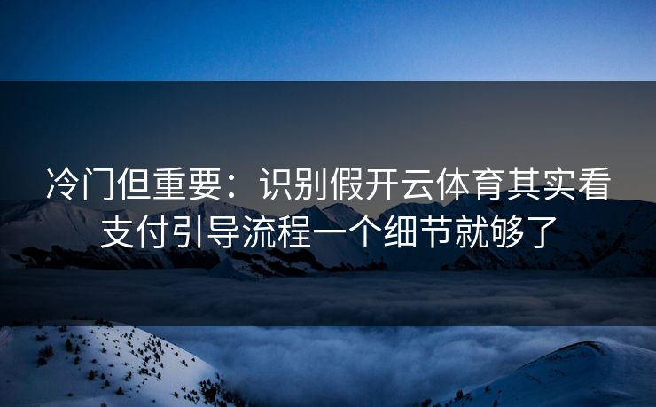 冷门但重要:识别假开云体育其实看支付引导流程一个细节就够了