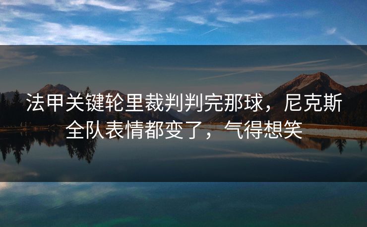法甲关键轮里裁判判完那球,尼克斯全队表情都变了,气得想笑